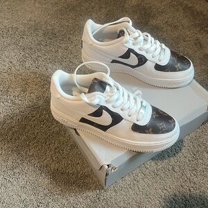 NWT  Nike Air Force 1 Fits Women’s 8.5 Youth 6.5 handmade w/upcycled materials.